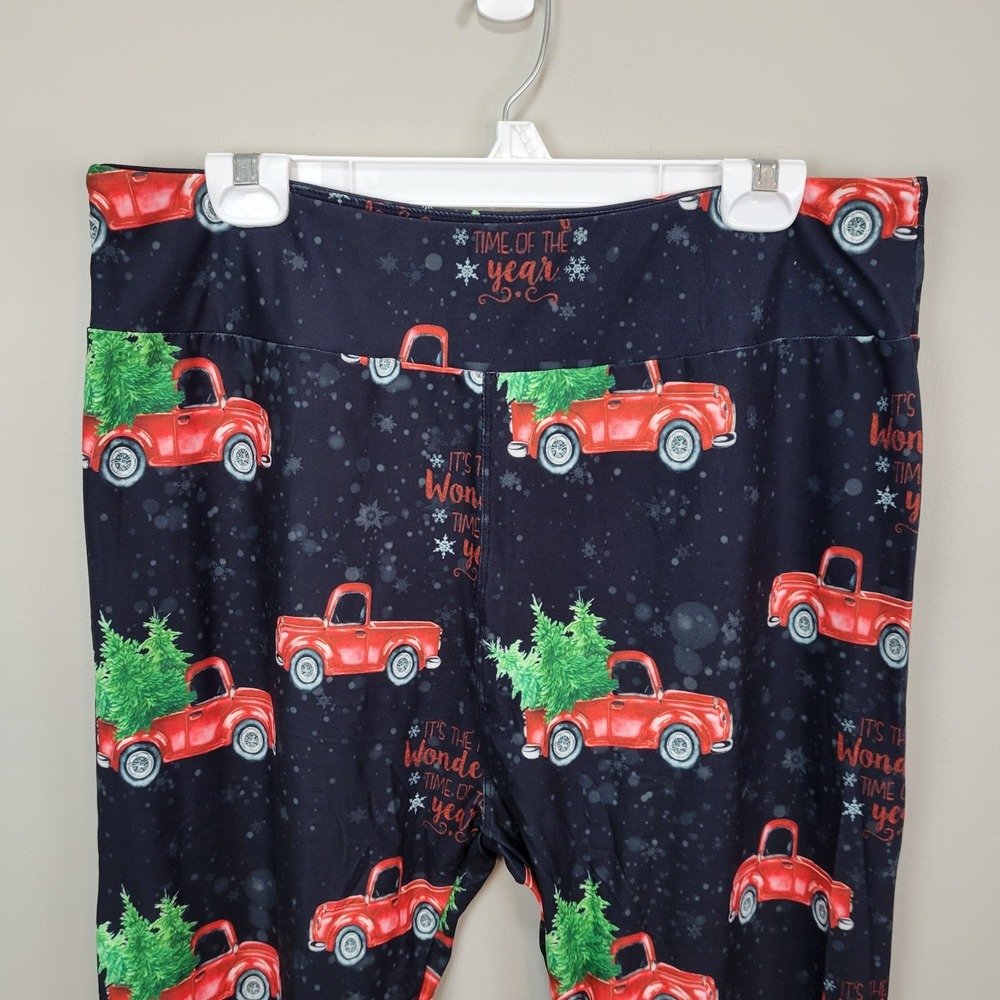 Dren Designs Christmas Truck Polyester‎ Spandex Ankle Leggings One Size Fits All - Picture 2 of 6